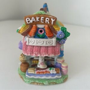 Bakery Cottage Figurine - Pink Ceramic Easter Spring Seasonal Decor